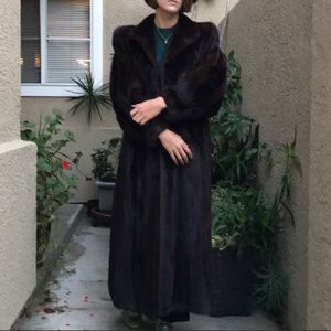 Vintage dark brown full length mink coat